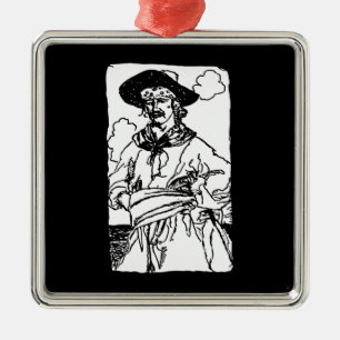 Antieke Piratenschets van een Kapitein door Howard Metalen Ornament