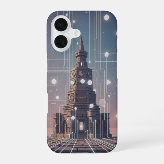 Antieke Pixel-Arcade Mystieke Structuur iPhone 16 Hoesje (Achterkant)