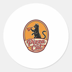 Antieke Pizza Kat Retro Grappige Kat Liefhebber De Ronde Sticker