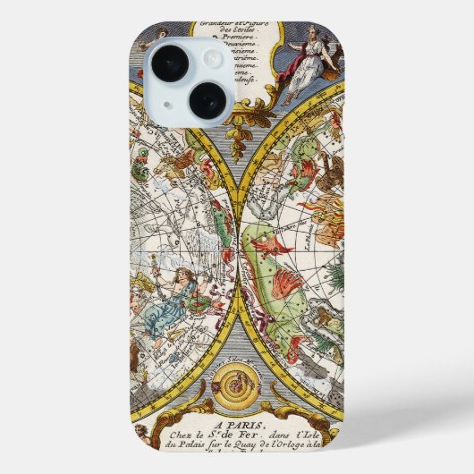 Antieke Planisfeer Sterrenkaart van Nicholas de Fe Case-Mate iPhone Case (Achterkant)