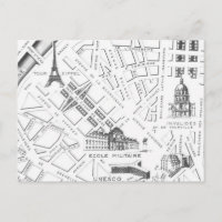 Antieke plattegrond van Parijs Z&W ansichtkaart