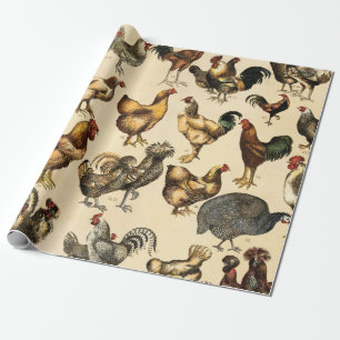 Antieke Pluimvee van de Wereld Kippenras Kunst Cadeaupapier