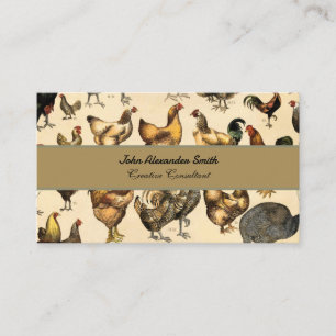 Antieke Pluimvee van de Wereld Kippenras Kunst Visitekaartje
