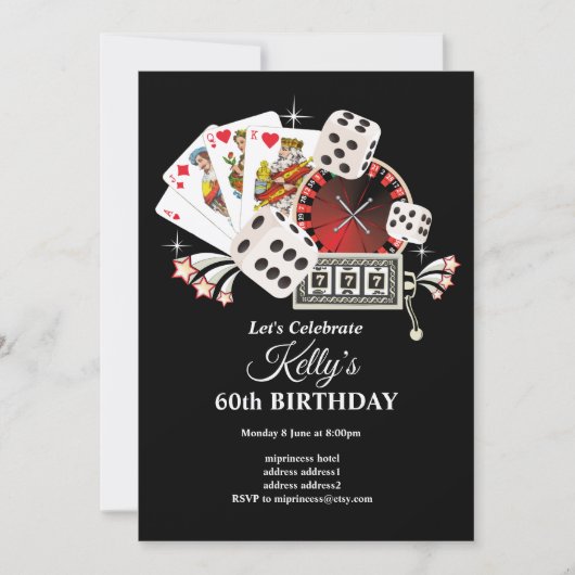 antieke poker speelkaart 7 7 7, casinofeest kaart (Voorkant)