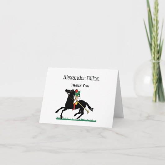 Antieke polospeler op polopaard bedankkaart (Voorkant)