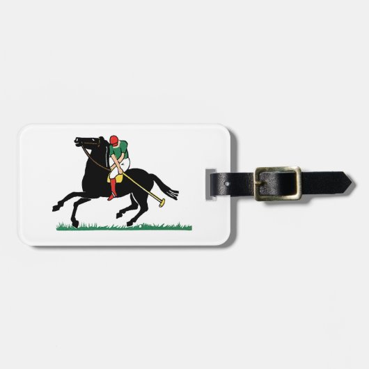 Antieke polospeler op pony bagagelabel (Voorkant horizontaal)