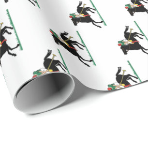 Antieke polospeler op pony cadeaupapier