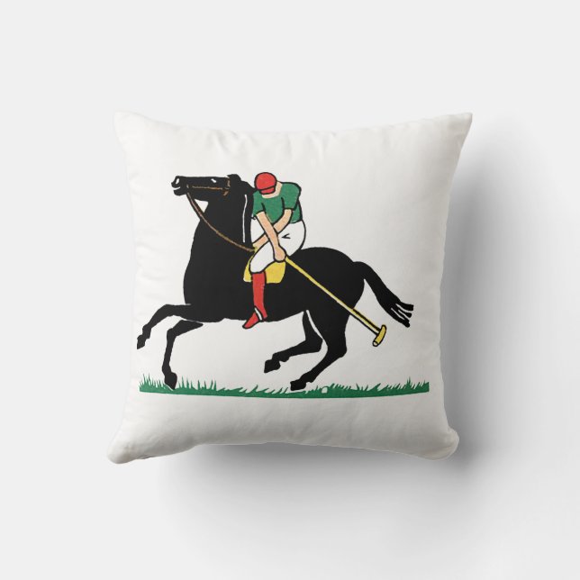 Antieke polospeler op pony kussen (Achterkant)