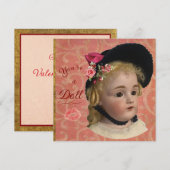 Antieke pop valentijnskaart/ansichtkaart feestdagenkaart (Voorkant / Achterkant)