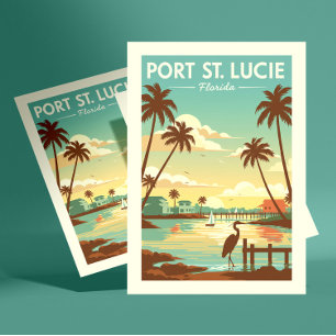 Antieke Port St. Lucie Florida Briefkaart