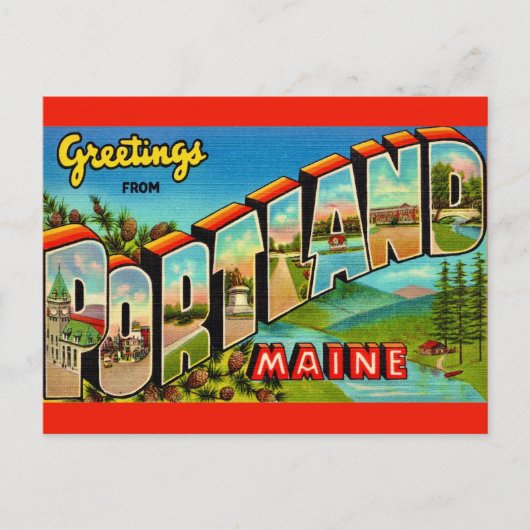 Antieke Portland Maine  Briefkaart (Voorkant)