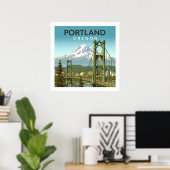 Antieke Portland Oregon Poster (Thuiskantoor)