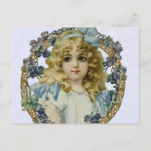 Antieke portret van een mooi klein meisje briefkaart