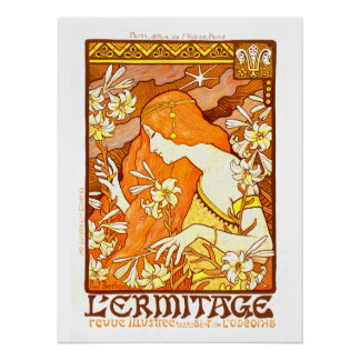Antieke Poster Franse Tijdschrift Art Nouveau Vrou