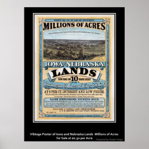 Antieke Poster Iowa/Nebraska Landverkoop