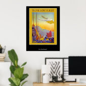 Antieke Poster Transpacific Vluchten (Thuiskantoor)