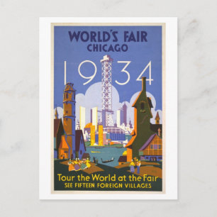 Antieke poster van de Wereldtentoonstelling in Chi Briefkaart