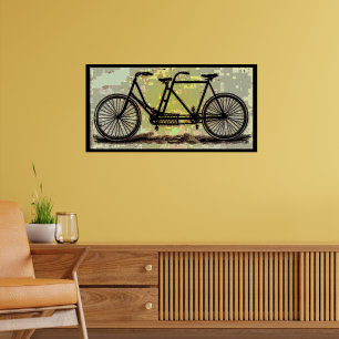 Antieke Poster van Tandemfiets/ Fiets Gebouwd voor