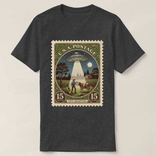 Antieke Postzegel UFO T-shirt (Design voorkant)