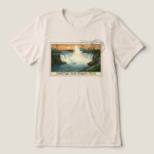 Antieke postzegel van Niagara Falls Tri-Blend Shirt