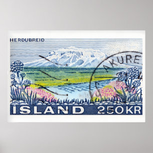 Antieke Postzegelprint, Berg Rivier Poster