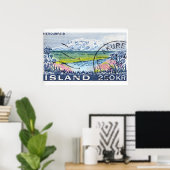 Antieke Postzegelprint, Berg Rivier Poster (Thuiskantoor)