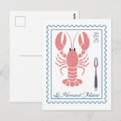 Antieke postzegelrand met kreeft briefkaart (Voorkant / Achterkant)