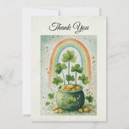 Antieke pot met goud en regenboog bedankkaart
