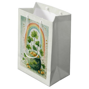 Antieke pot met goud en regenboog medium cadeauzakje