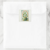 Antieke pot met goud en regenboog vierkante sticker (Tas)