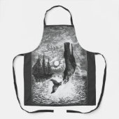 Antieke potvis die uit het water springt, dieren i schort (Voorkant)