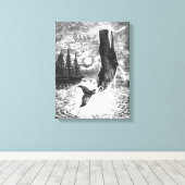 Antieke potvis die uit het water springt, zeediere canvas afdruk (Insitu (Houten vloer))