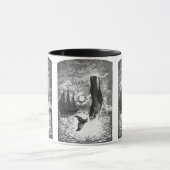 Antieke potvis die uit het water springt, zeediere mok (Midden)