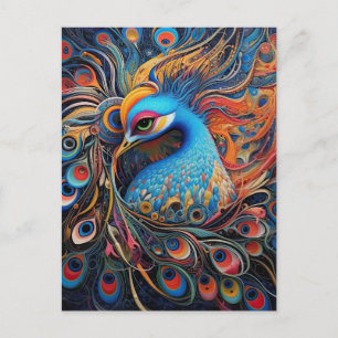 Antieke prachtige pauw Art Nouveau Briefkaart