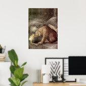 Antieke Princess Kus Van John Bauer Beer Op Neus Poster (Thuiskantoor)