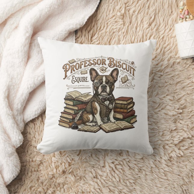 Antieke Professor Biscuit Frenchie Esquire  Kussen (Deken)