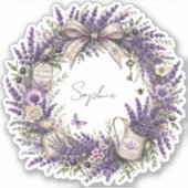antieke provence lavendelkrans gepersonaliseerd sticker (Voorkant)