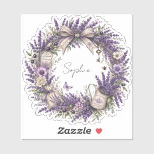 antieke provence lavendelkrans gepersonaliseerd sticker