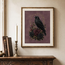 Antieke pruim Victoriaanse gotische raven bloem Poster