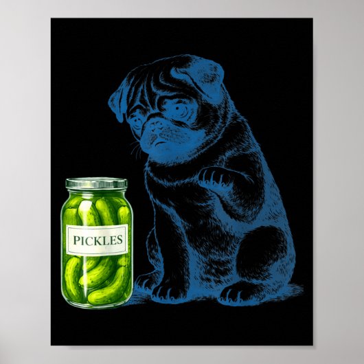 Antieke Pug Hond Clickeel Pot Poster (Voorkant)