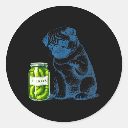 Antieke Pug Hond Likur Pot Ronde Sticker (Voorkant)