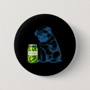 Antieke Pug Hond Likurpot Ronde Button 5,7 Cm