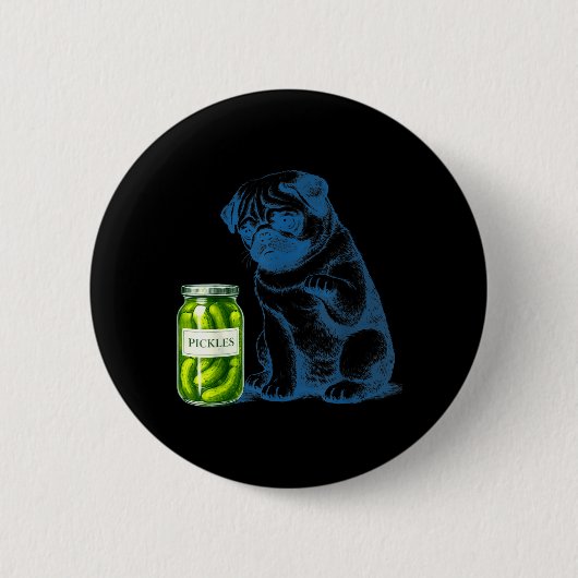 Antieke Pug Hond Likurpot Ronde Button 5,7 Cm (Voorkant)