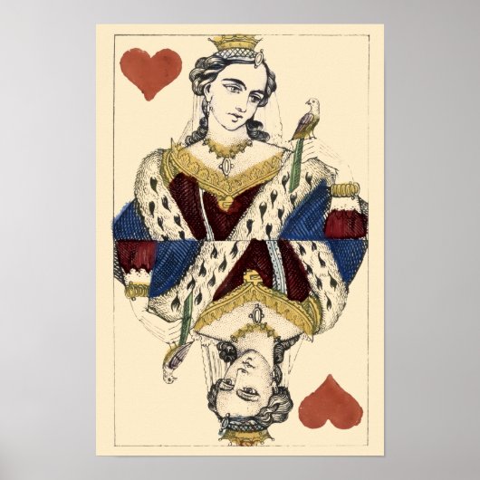 Antieke Queen Of Hearts uit het Victoriaanse tijdp Poster (Voorkant)