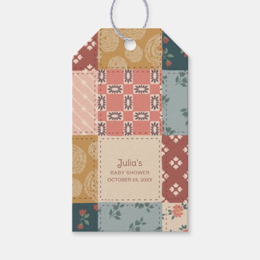 Antieke quilt cadeautag cadeaulabel (Voorkant)