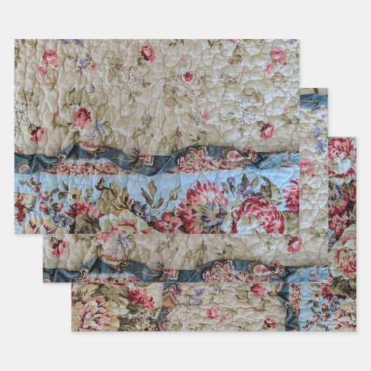 Antieke quilt inpakpapier vel (Set)