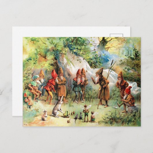 Antieke Raad van Dwergen Briefkaart (Voorkant / Achterkant)