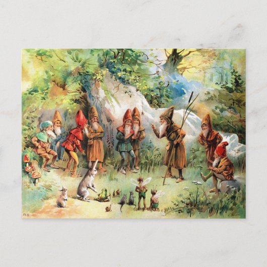 Antieke Raad van Dwergen Briefkaart (Voorkant)