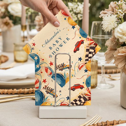 Antieke raceauto-babyshower servet