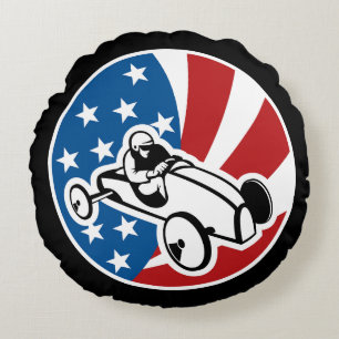Antieke raceauto ronde kussen